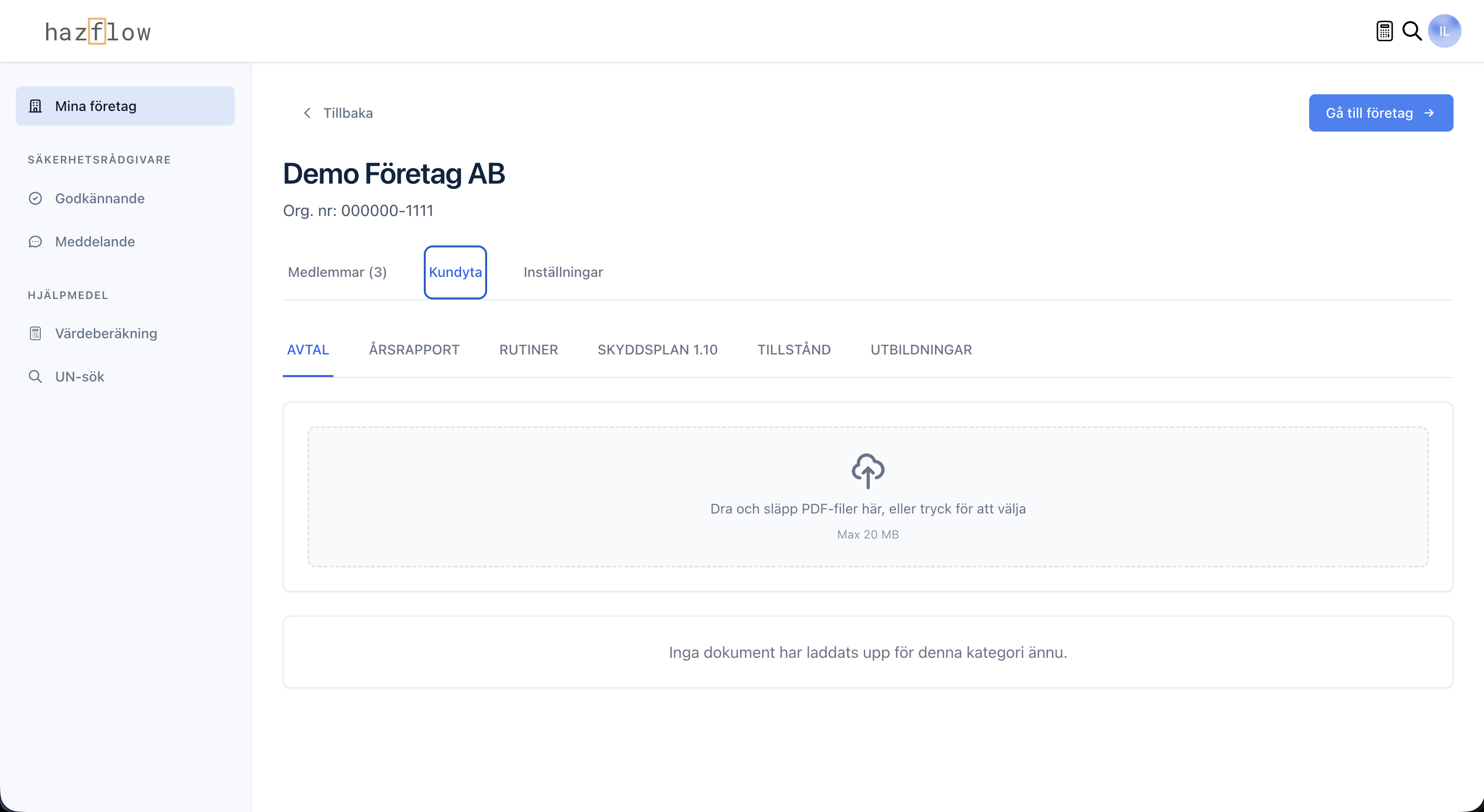 Dokumenthantering med kategoriserade flikar